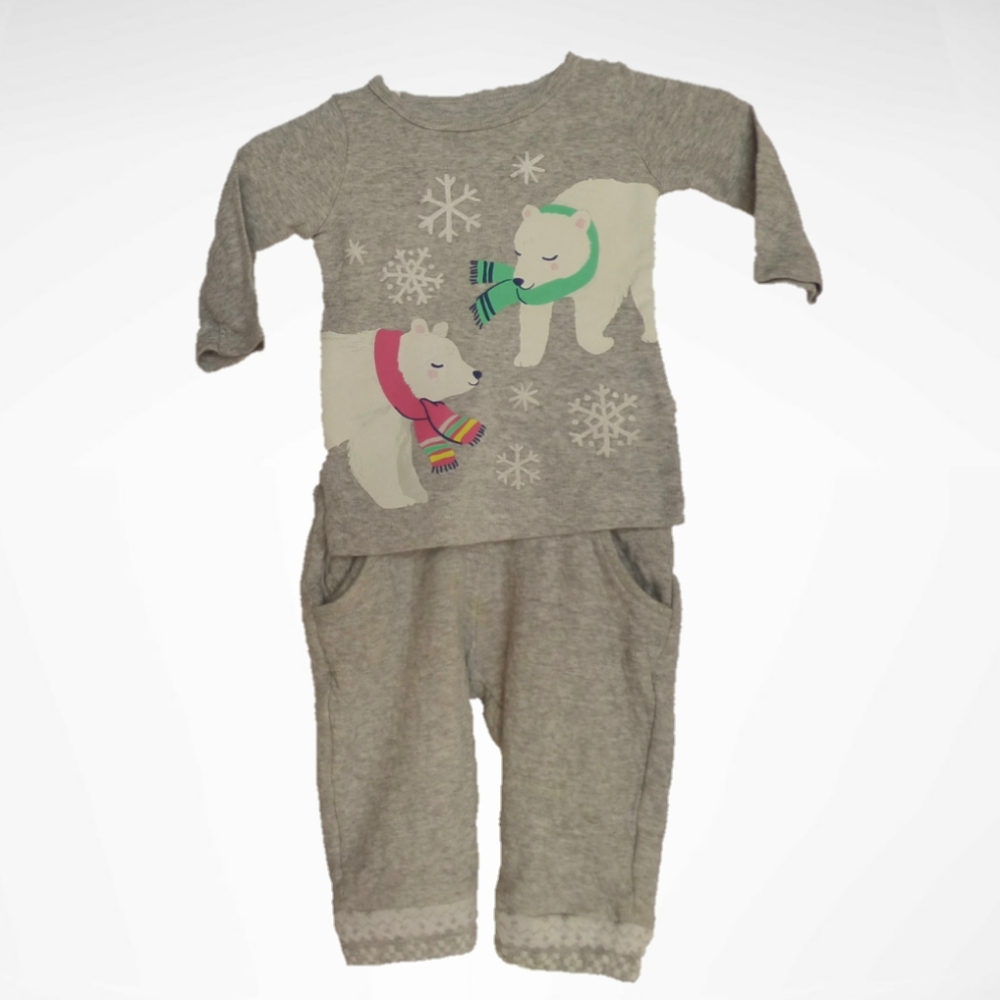 Girl's Grey Polar Bear Winter Outfit